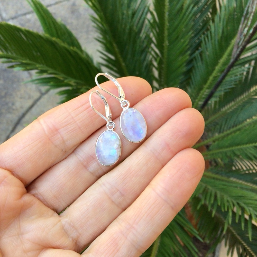 Moonstone Earrings Sundance Charm Sterling Silver - Picture 6 of 7
